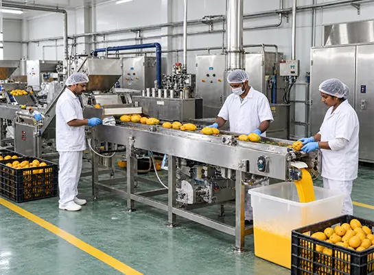 Mango pulp and concentrate processing line